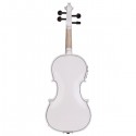 Glarry 4/4 Solid Wood EQ Violin Case Bow Violin Strings Shoulder Rest Electronic Tuner Connecting Wire Cloth White