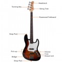 Gjazz Electric Bass Right Handed 4 Strings SS Pickup Bags Straps Picks Cables Wrench Tools Sunset Color