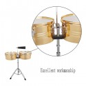 Glarry 13" & 14" Timbales Drum Set with Stand and Cowbell Golden