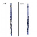 Glarry 16 Keys C Cupronickel Flute Closed Hole Separated E Key for Student Beginners Blue