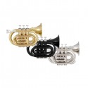 Glarry Brass Bb Pocket Trumpet Mini Trumpet with 7C Mouthpiece Black