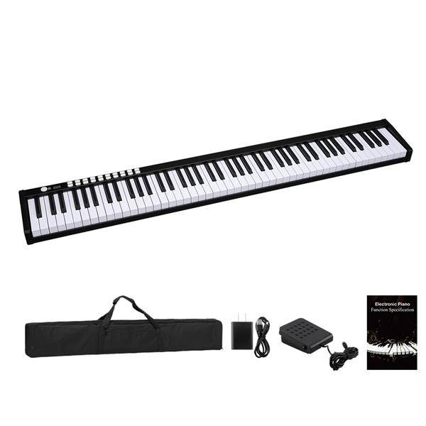 88 Keys Digital Home Piano Built-In Dual Speakers, Built-In Rechargeable Battery , Bluetooth , USB Out Or Midi Out, Piano  Bag For Beginners Gift Black